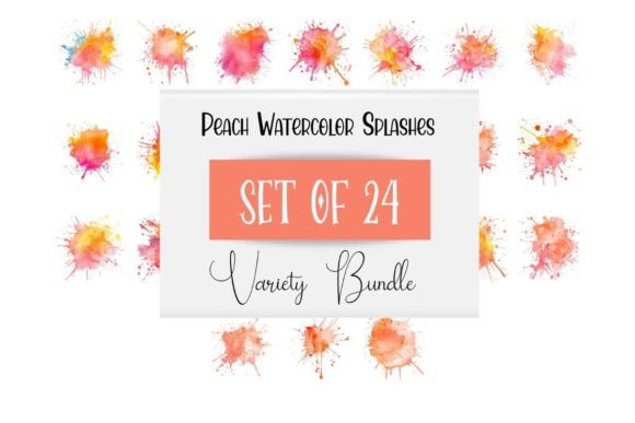 24 Peach Watercolor Splashes: A Design Essential
