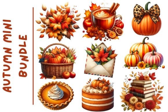 Autumn Mini Bundle Watercolor Clipart: Warmth for Your Designs