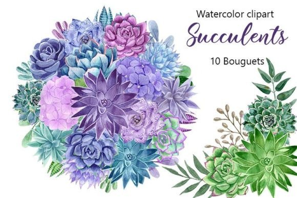 Bouquets of Watercolor Suculents