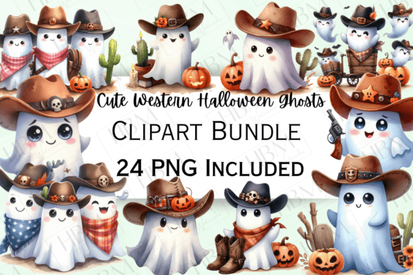 Cute Watercolor Western Halloween Ghost: A Playful Typeface for Creative Projects
