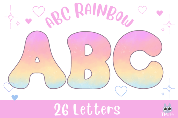 Easter Alphabet Watercolor Rainbow Font