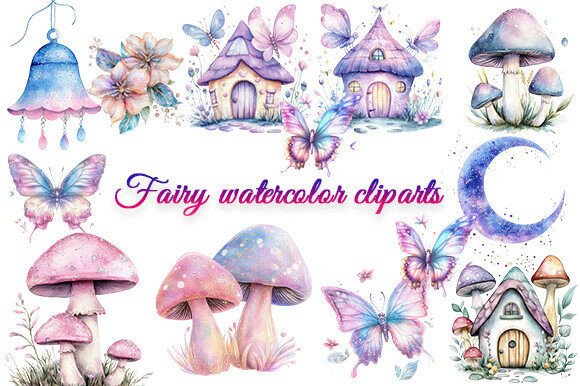 Fairy Garden Watercolor Clipart Set: Whimsical Art for Modern Creatives