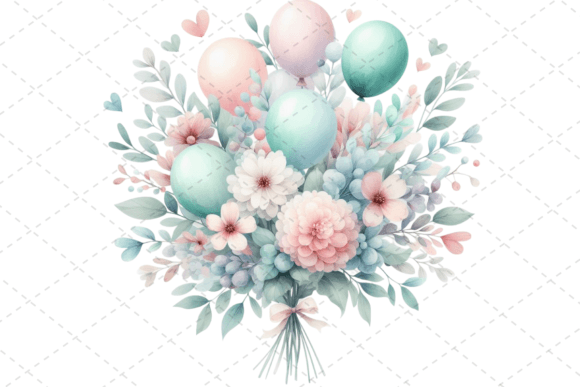 Festive Watercolor Balloon Bouquet: A Playful Display Font for Creative Projects