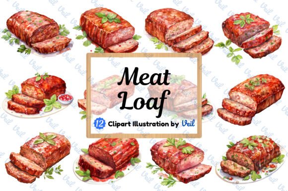 Meatloaf Clipart Watercolor Bundle for Creative Projects