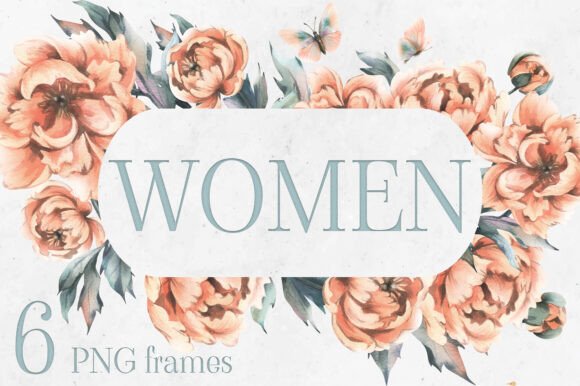 Peonies Watercolor Frames Templates