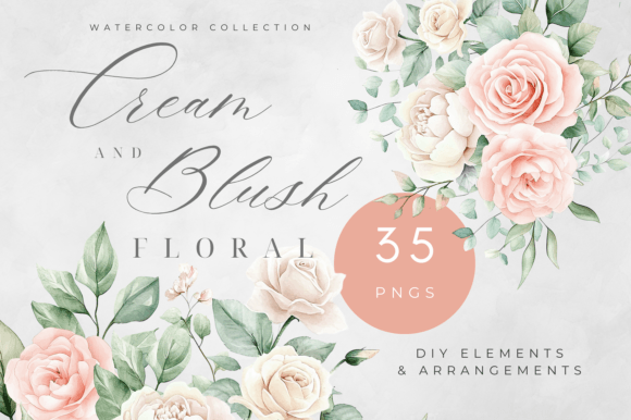 Pink Blush DIY Floral Watercolor Clipart