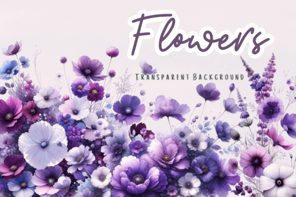 Purple Floral Clipart & Watercolor Blooms for Design