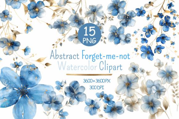 Watercolor Abstract Forget Me Not Flower