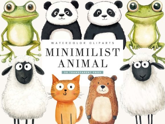 Watercolor Animal Minimalist Clipart for Modern Design