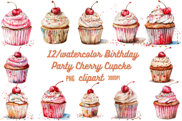 Watercolor Birthday Party Cherry Cupcake: A Playful Font for Creative Projects