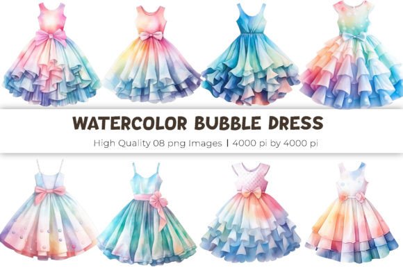Watercolor Bubble Dress Clipart: Design & Application Guide