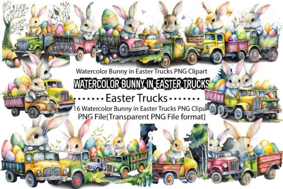 Watercolor Bunny in Easter Trucks Sublim: A Playful Display Font for Seasonal Creativity