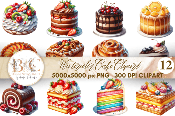 Watercolor Cake Tasty Cake Slice Clipart for Modern Branding