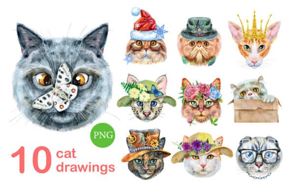 Watercolor Cats. Set 4 – A Playful Font for Creative Projects