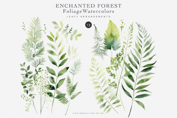 Watercolor Forest Foliage Clipart for Creative Projects