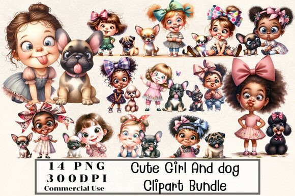 Watercolor Girl Clipart Sublimation