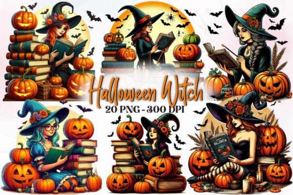 Watercolor Halloween Witch Clipart for Creative Projects