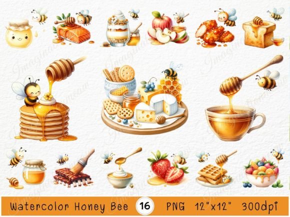 Watercolor Honey Bee Clipart & Honey PNG Design Guide