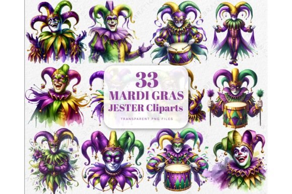 Watercolor Mardi Gras Jester PNG Clipart