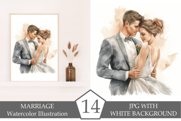 Watercolor Marriage Clipart for Wedding Day Designs