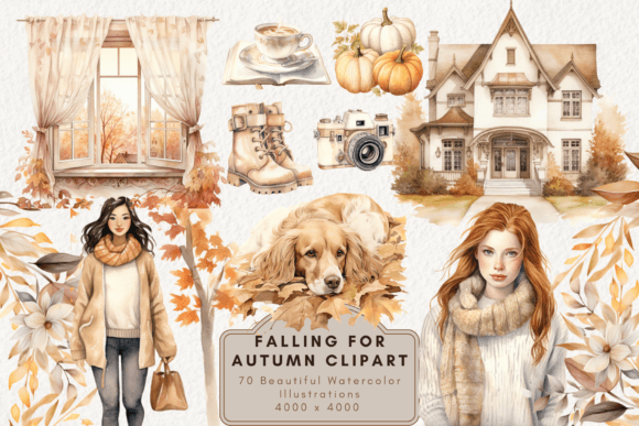 Watercolor Neutral Autumn Clipart for Timeless Design