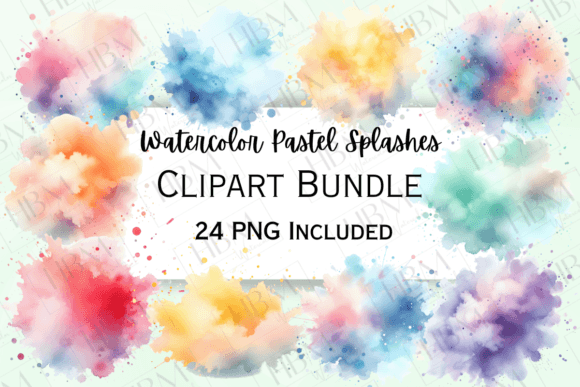 Watercolor Pastel Splashes Clipart