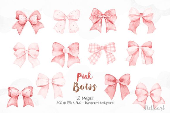 Watercolor Pink Bow: Charm in Every Letter
