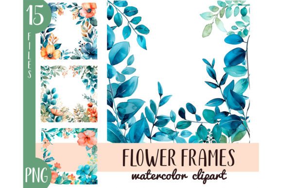 Watercolor Plant Frames Clipart PNG