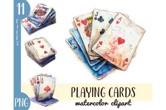 Watercolor Playing Cards Clipart PNG for Modern Design