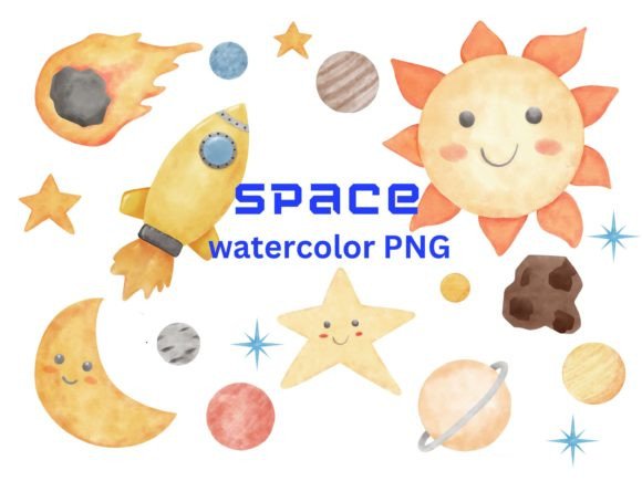 Watercolor Space Clipart for Brands That Reach Beyond
