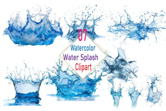 Watercolor Splash Rain Clipart for Design