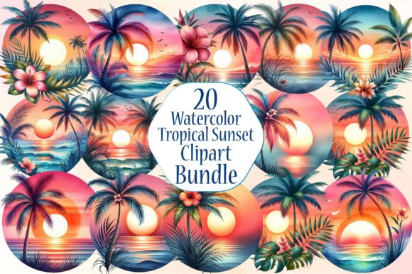 Watercolor Tropical Sunsets Palm Flower: A Display Font with Island Soul