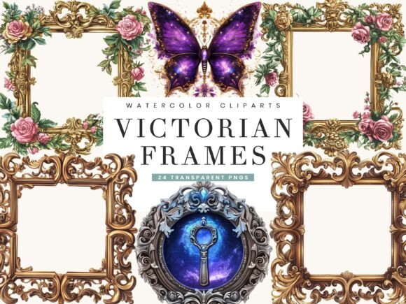 Watercolor Victorian Frames Clipart Decoded for Creatives