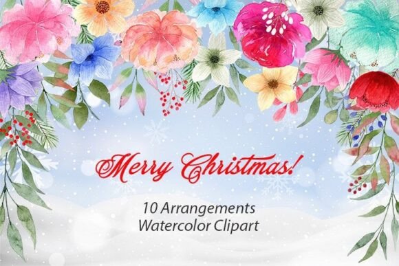 Watercolor Winter Flower Bouquets in Design